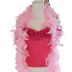 Pink Feathered Tube Top with 2 Boas